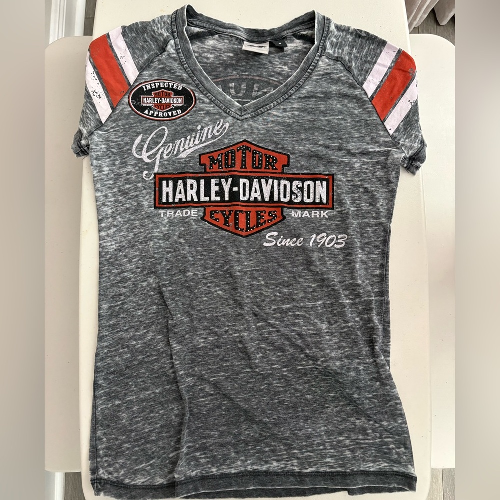 Harley-Davidson Women's Gray V-Neck Tee